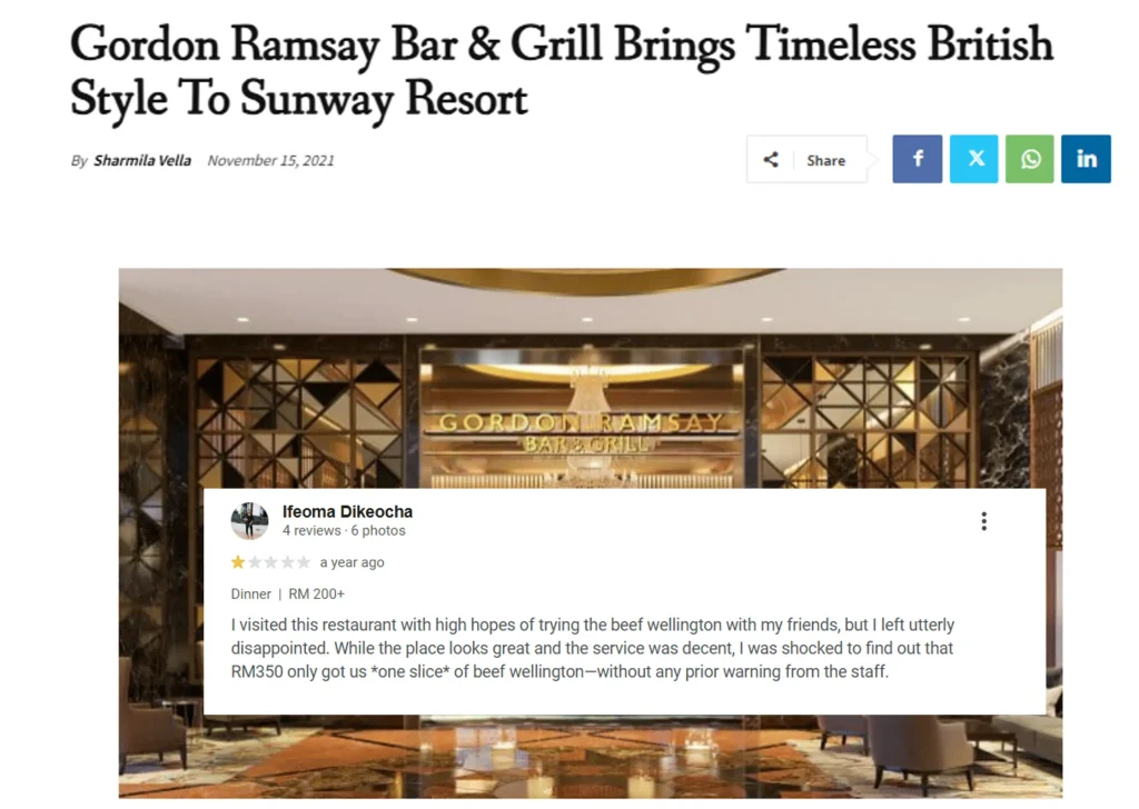 example of foreign owned restaurant in Malaysia