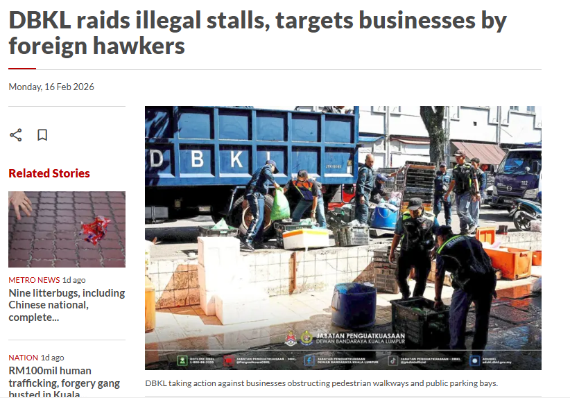 artikel berita pihak berkuasa tempatan merobohkan perniagaan milik asing tanpa lesen
